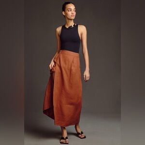 NWT Anthropologie Linen Wrap Skirt